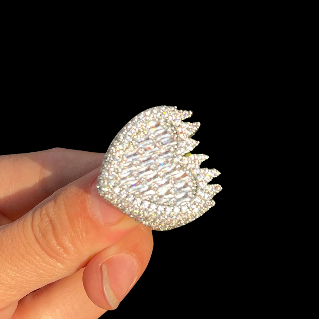 Flamy Heart Iced Out Diamond Ring