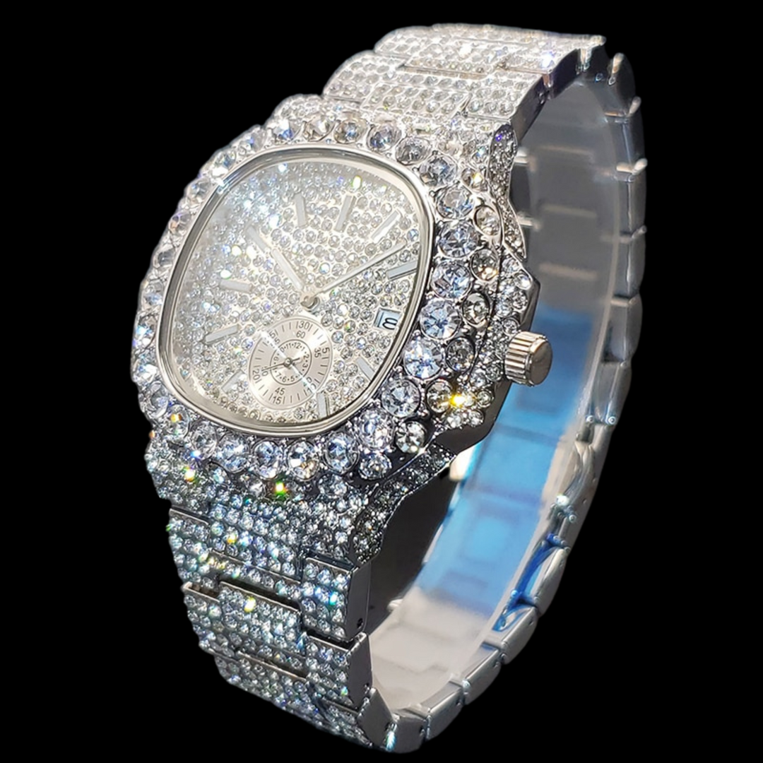 VVS Full Ice Date Special Minute Hand Iced Out Diamond Watch