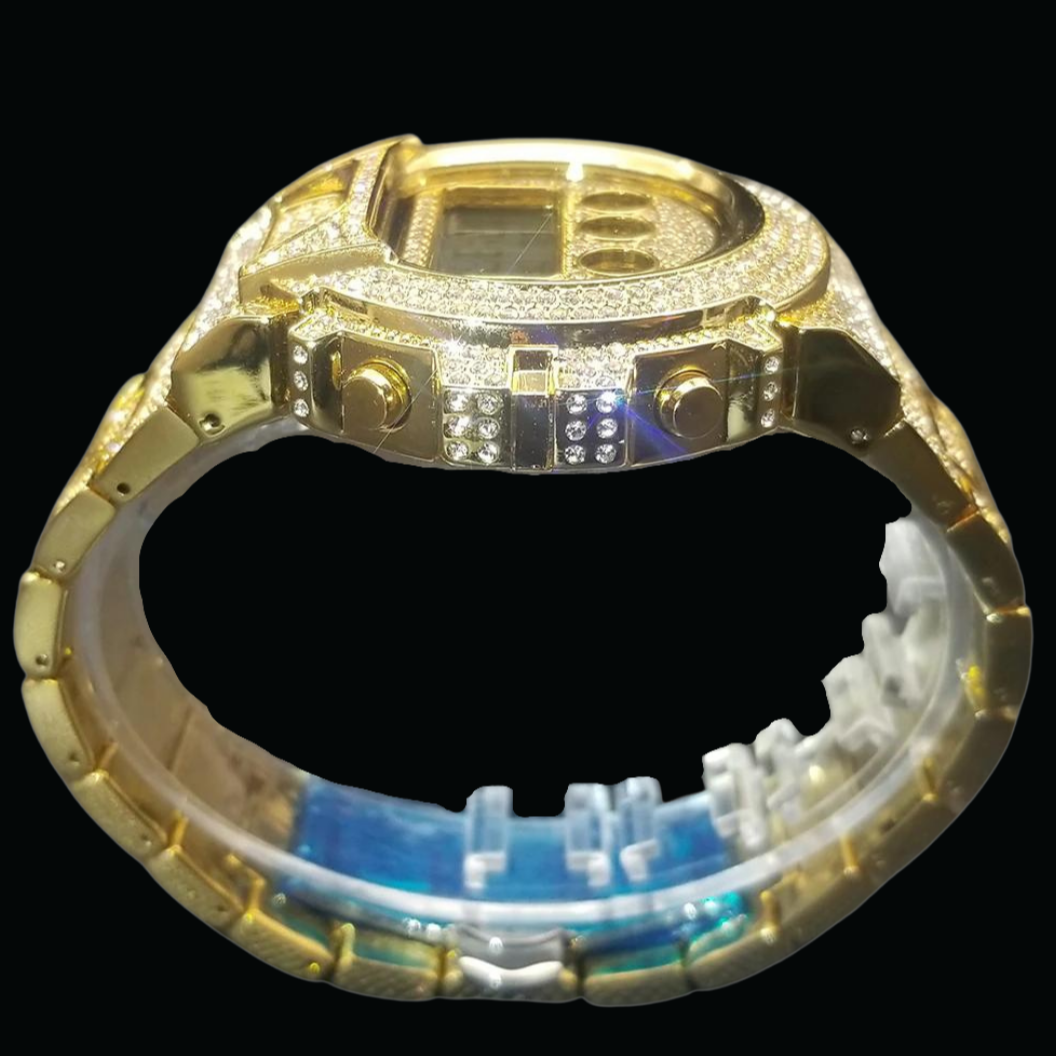 Digital Led Waterproof Chronograph Iced Out Diamond Watch