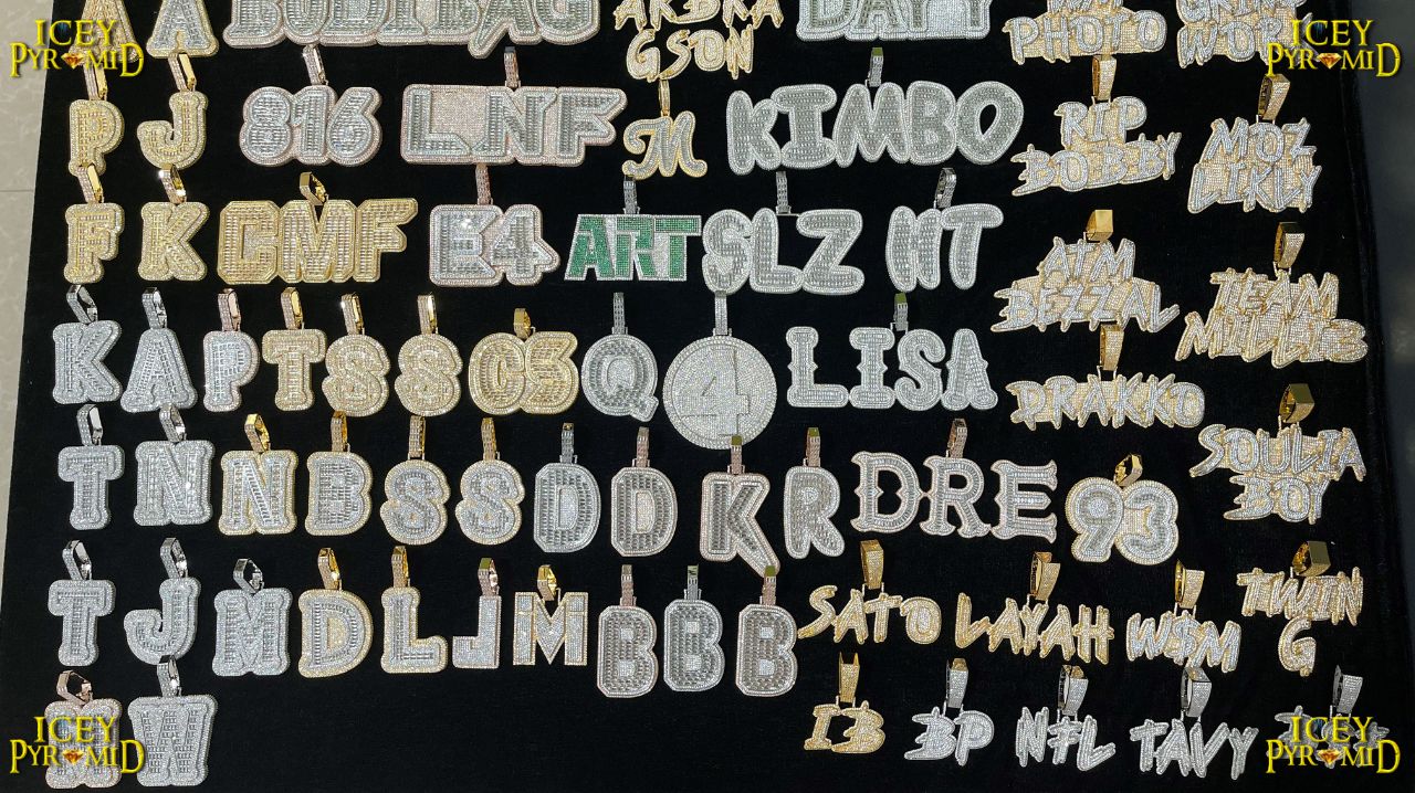 Big Siamese Luxury Font Baguette Customized Name Letter Pendant