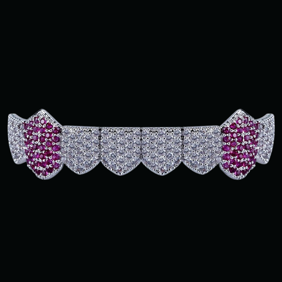 Mix Duo Color Micro Pave Fuchsia Vampire Edition Bottom Grillz