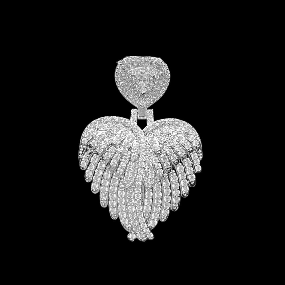Angel Wings Heart Tennis Edition Iced Out Pendant