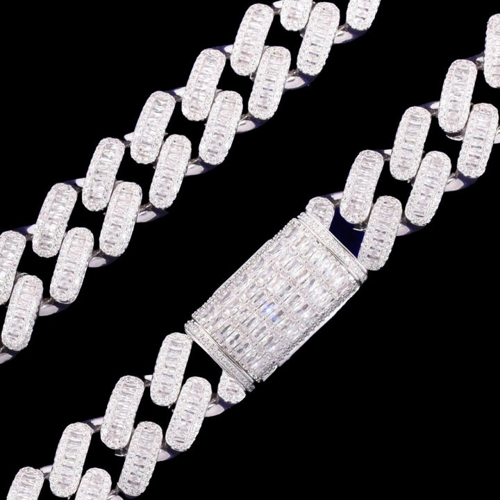 20mm Baguette Link Iced Out Diamond Necklace Chain