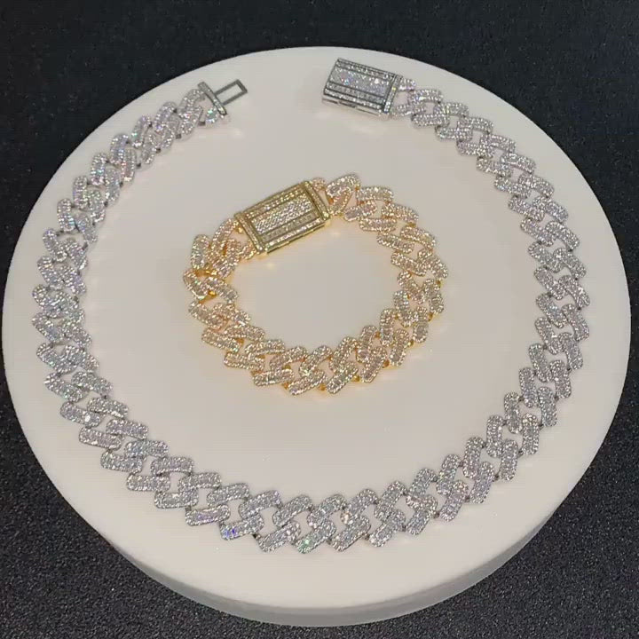 15MM Miami Box Clasp Cuban Link Iced Out Diamond Bracelet