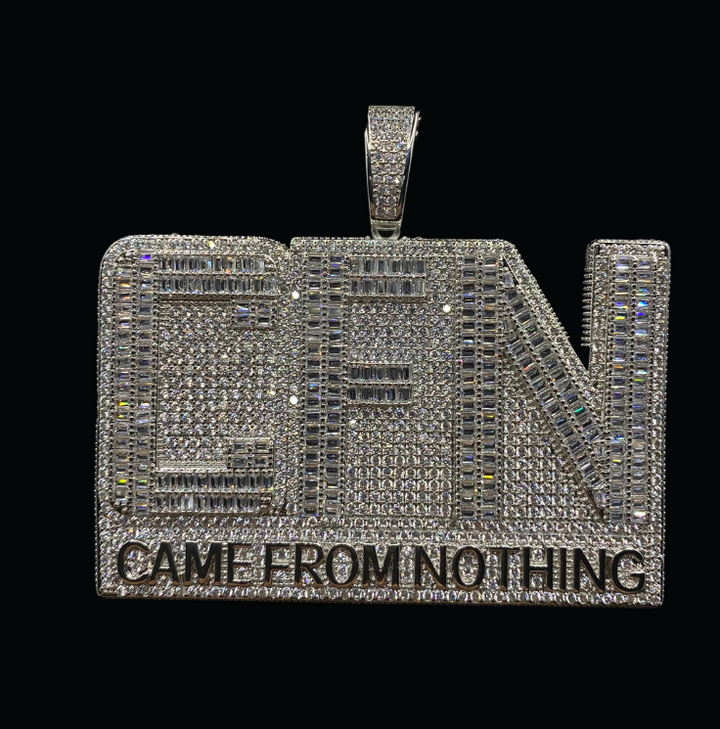 CFN Came From Nothing Iced Out Letter Diamond Pendant Necklace