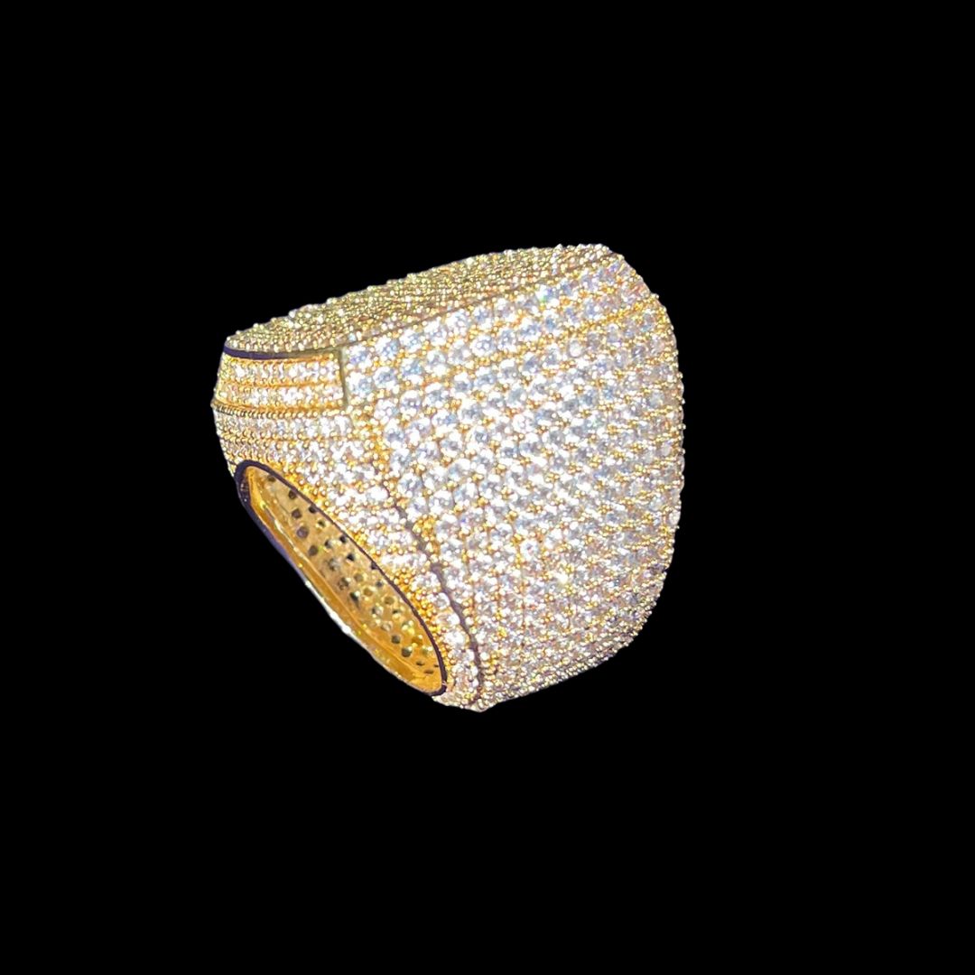 Fully Iced Out Prong Setting Cushion Iced Out Diamond Ring