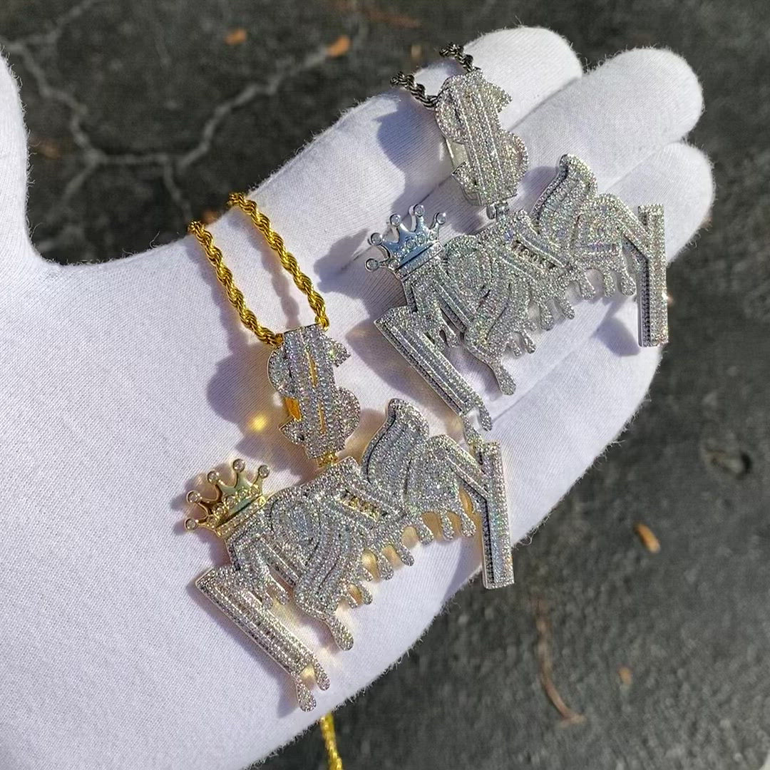 Money with Dollar Bail and King Cap Luxury Iced Out Pendant