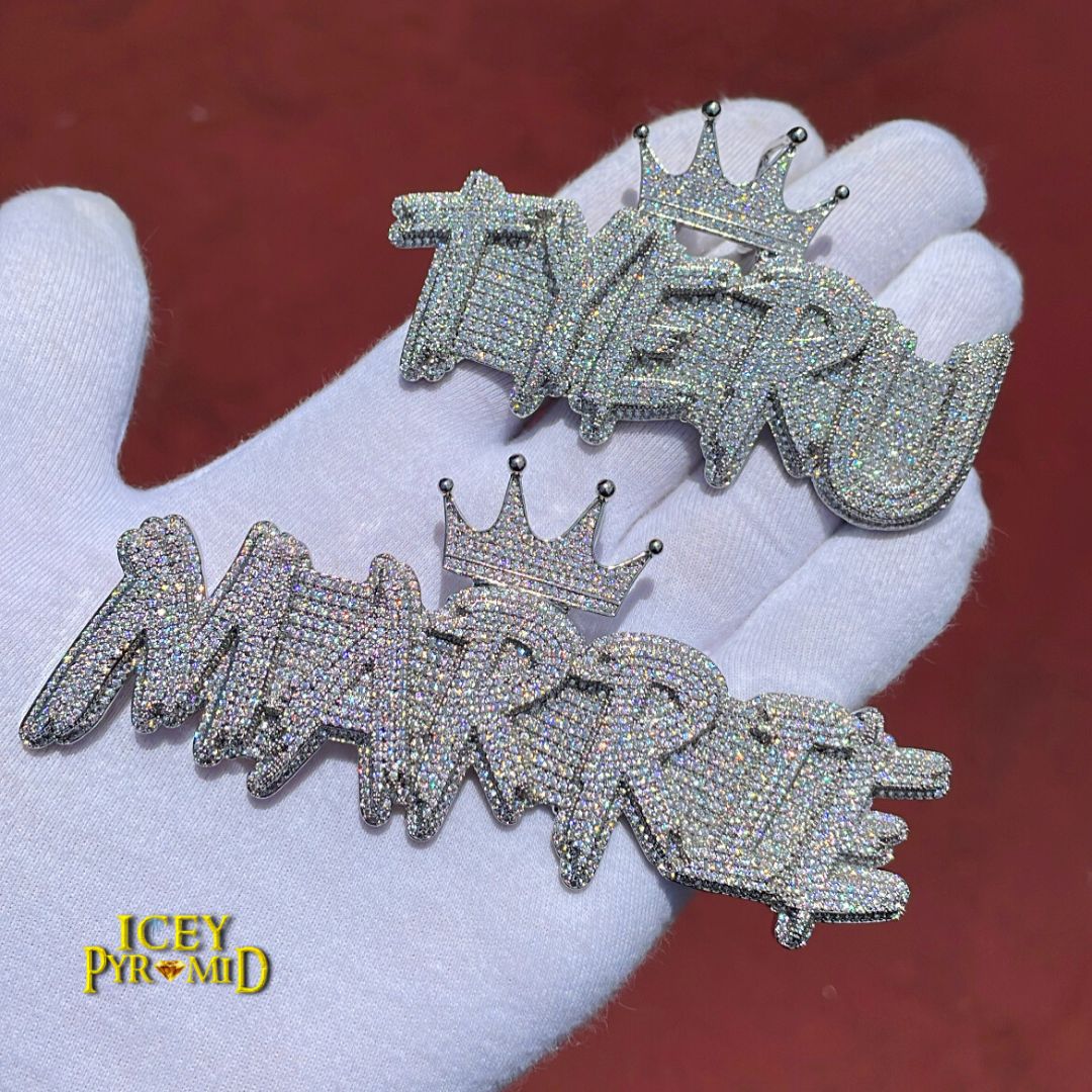 White Gold Edition Crown Bail Rapper Bling Luxury Custom Pendant