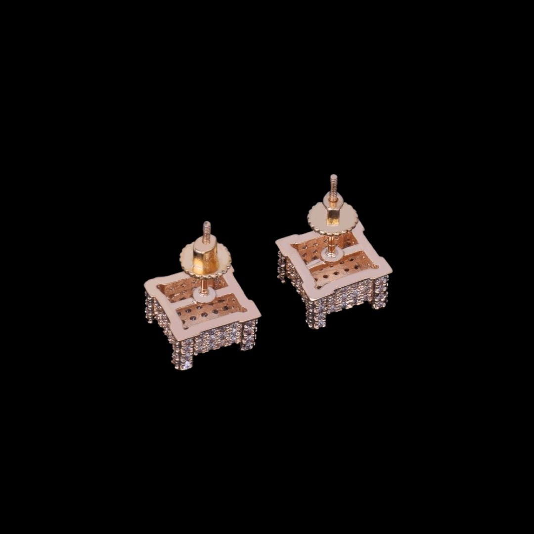 10MM Cursive Tennis Screw Back Iced Out Stud Earrings