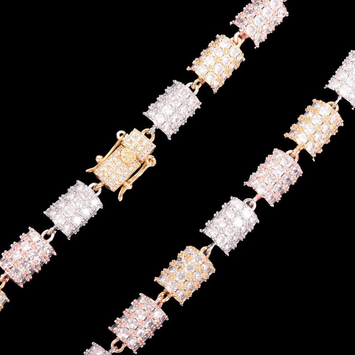 10MM Colorful Cylindrical Iced Out Diamond Necklace Chain