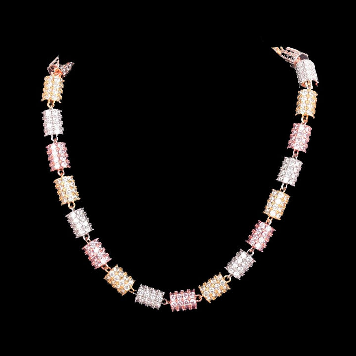 10MM Colorful Cylindrical Iced Out Diamond Necklace Chain