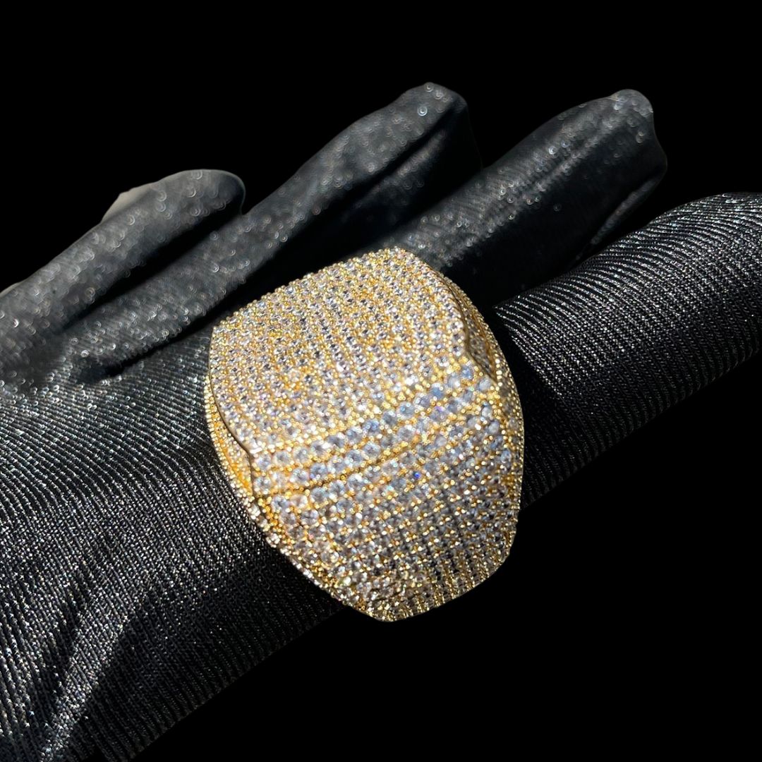 Fully Iced Out Prong Setting Cushion Iced Out Ring