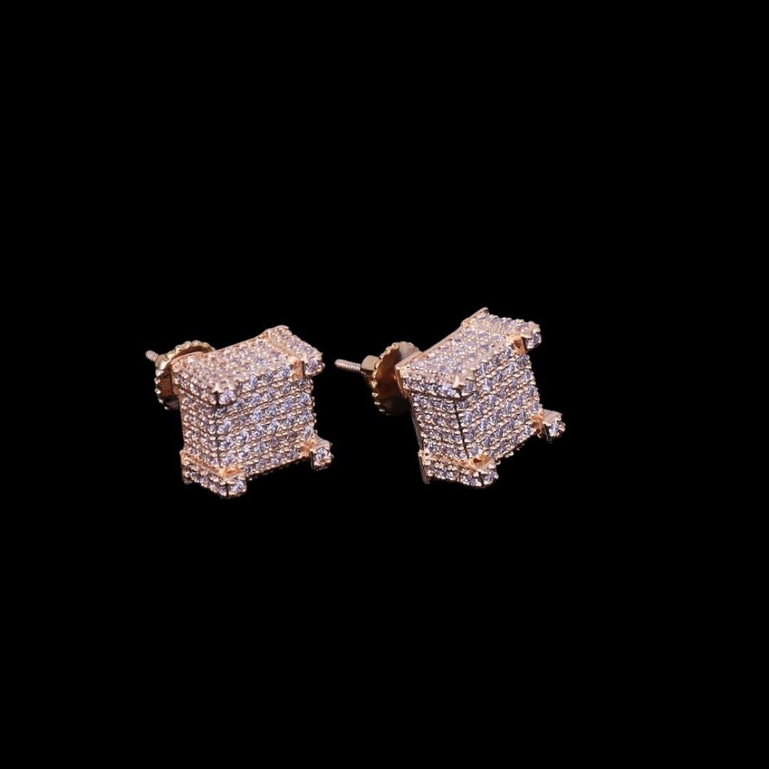 10MM Cursive Tennis Screw Back Iced Out Stud Earrings