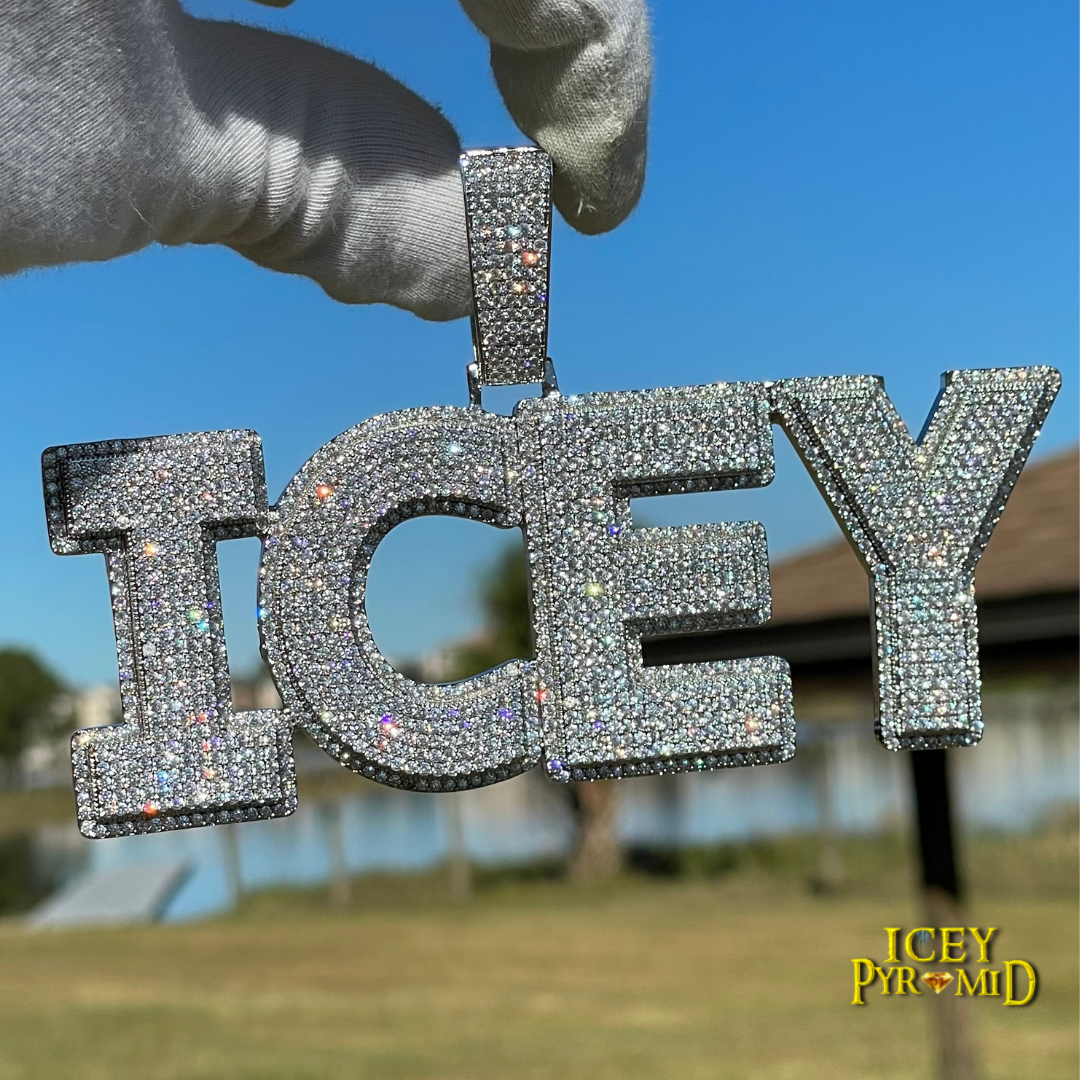 Two Layers Solid Clear Font Iced Out Personalized Custom Name Necklace ...
