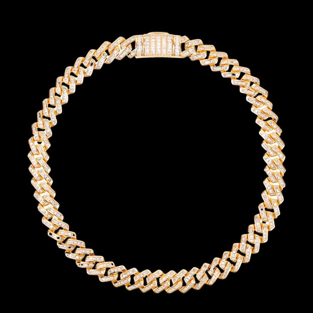 11MM Special Fully Baguette Iced Out Diamond Necklace Bracelet Set