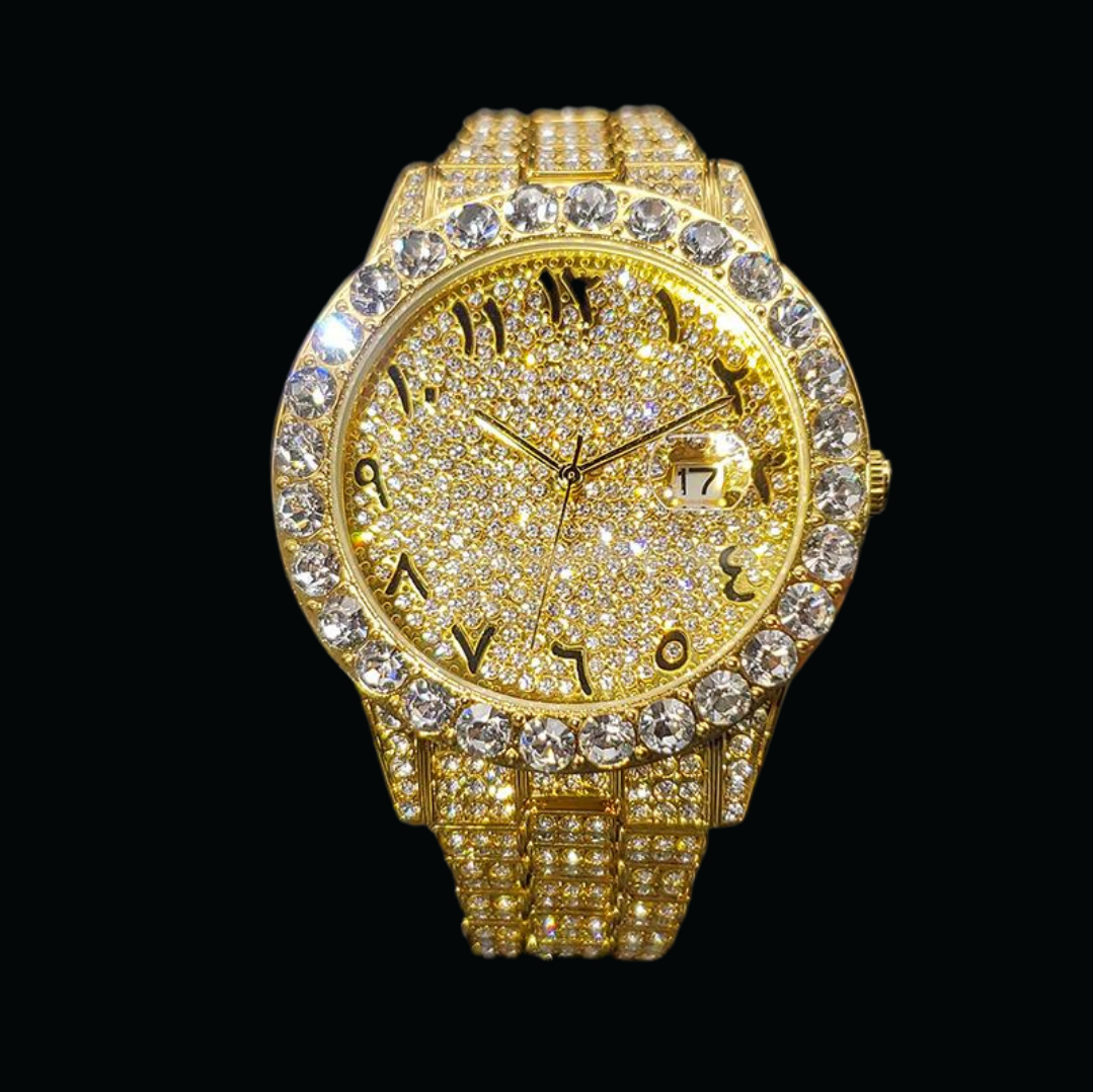 Iced Out Triple Color Luxury Numeral Design Watch