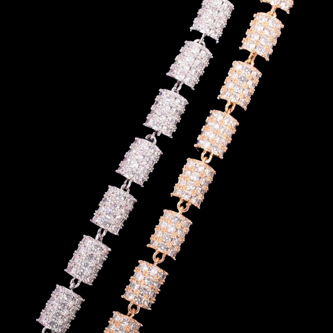 10MM Diamond Wheel Baguette Iced Out Diamond Necklace Chain