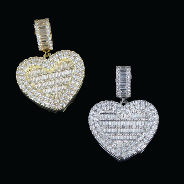 Openable Heart-Shaped Diamond Photo Pendant