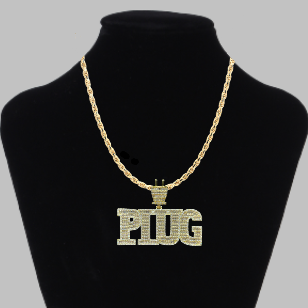 PLUG Letter with Special Bail Iced Out Luxury Pendant