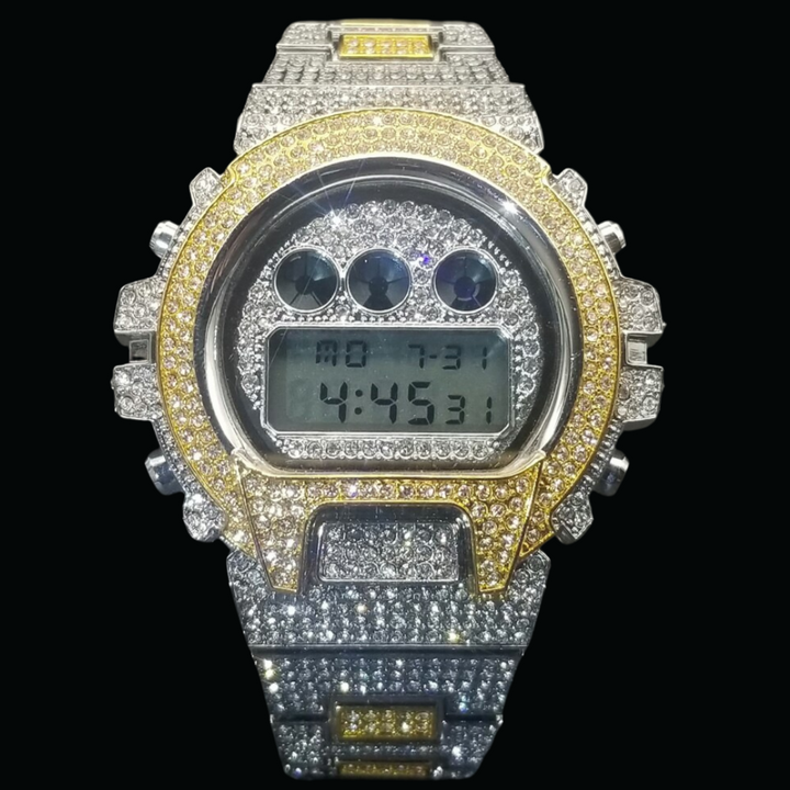 Digital Led Waterproof Chronograph Iced Out Diamond Watch