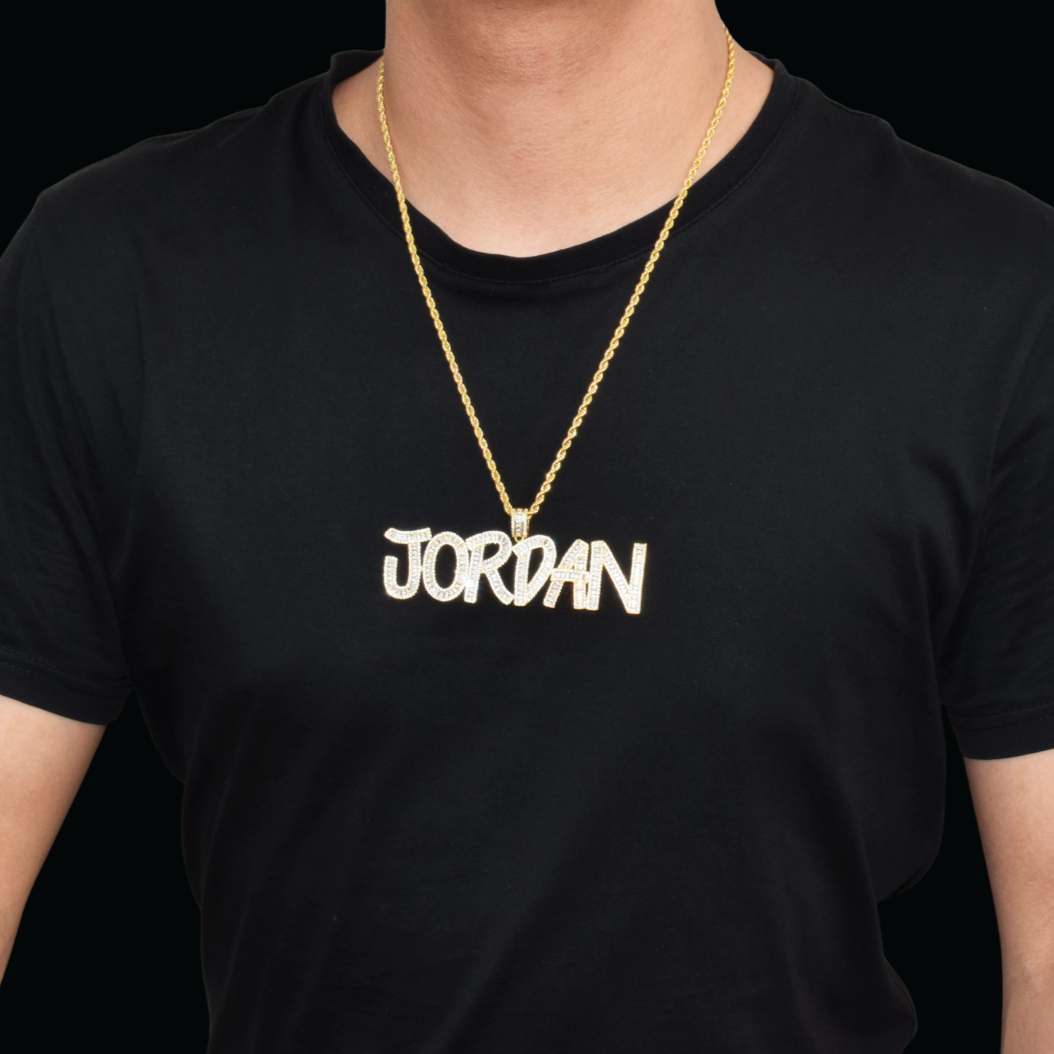 Italic Font Iced Out Personalized Custom Name Necklace Pendant