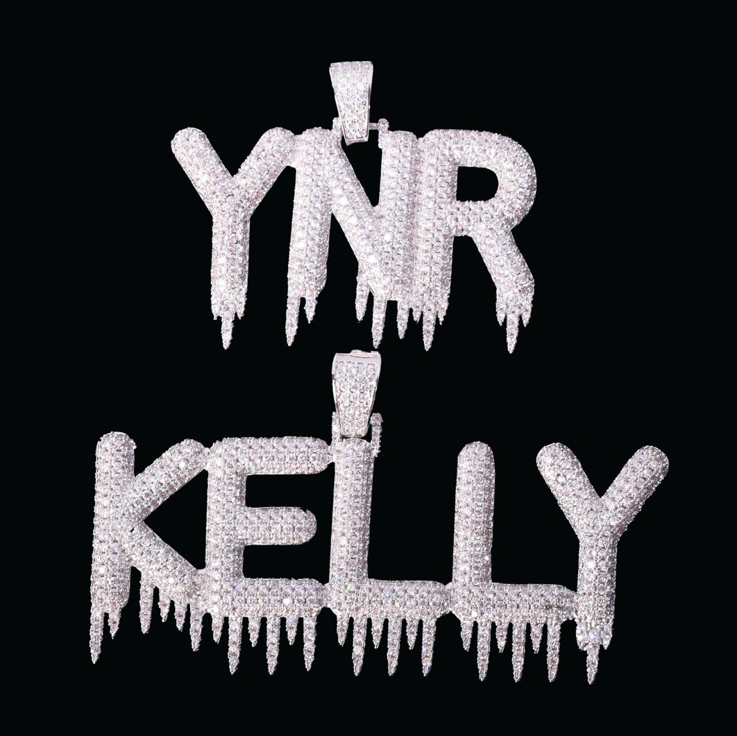 Iced Out Custom Name Dripping Baguette Design Personalized Pendant