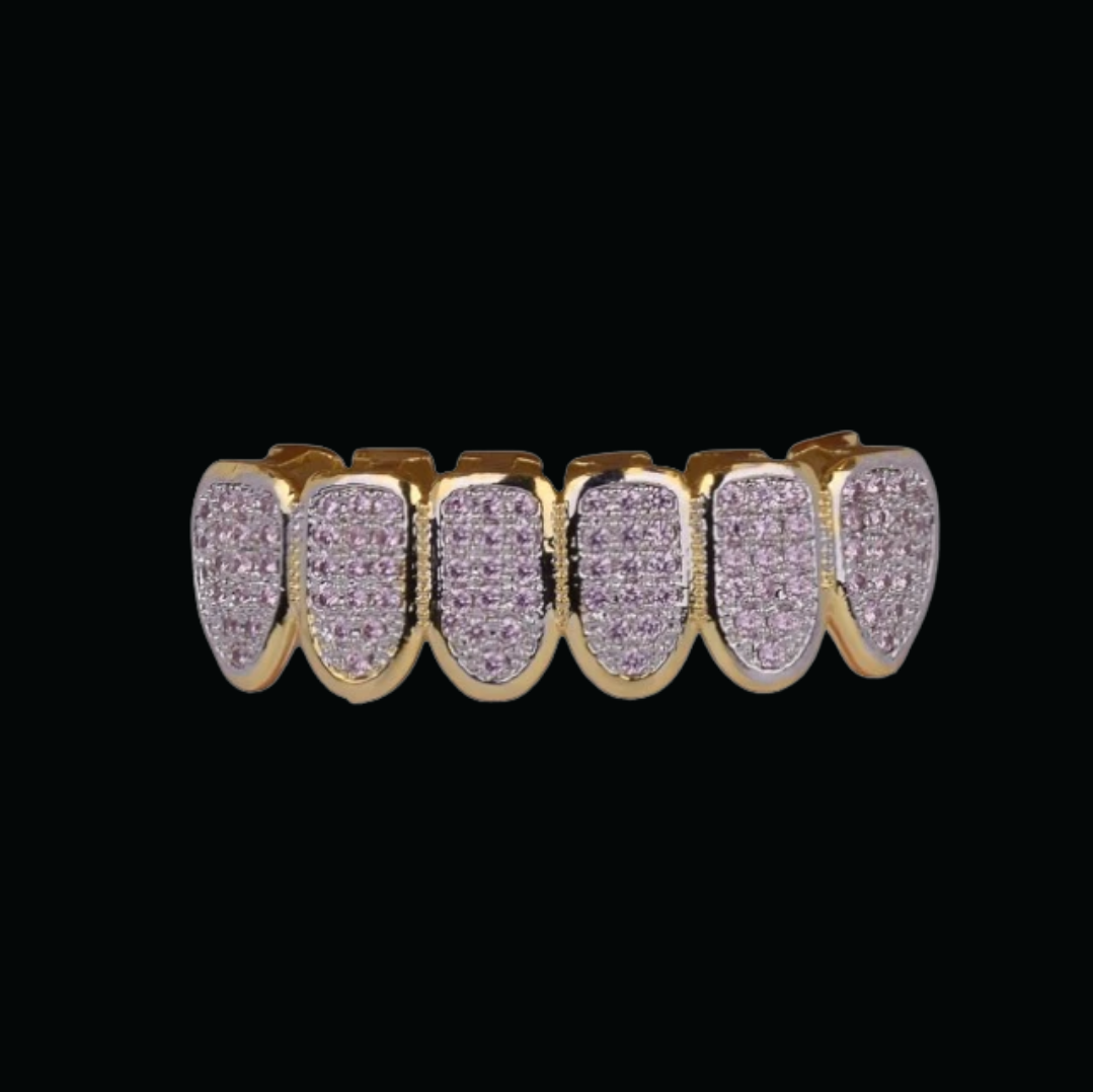 Fit Design Top & Bottom Iced Out  Teeth Grillz