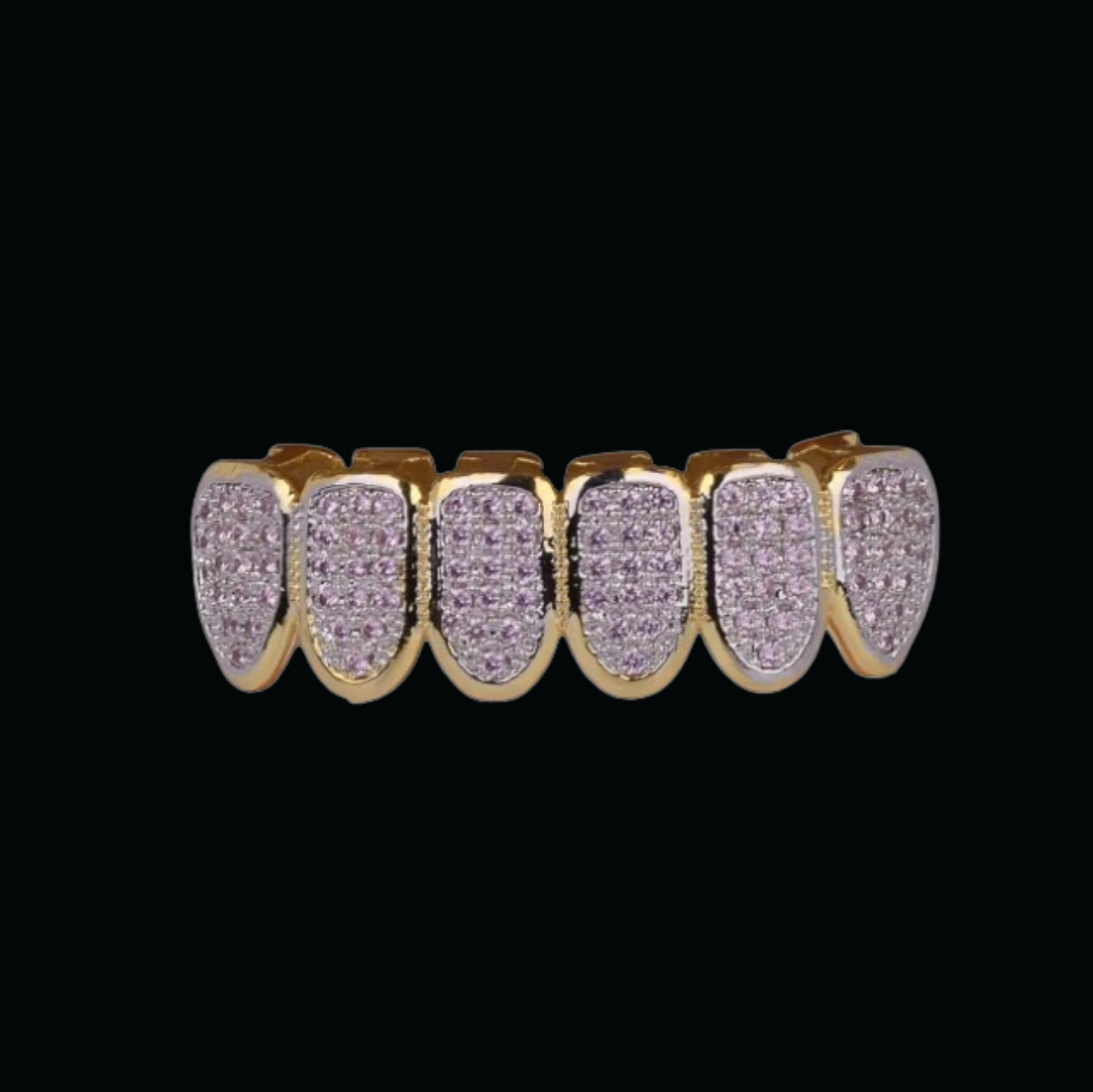 Purple Stones Iced Out Diamond Grillz