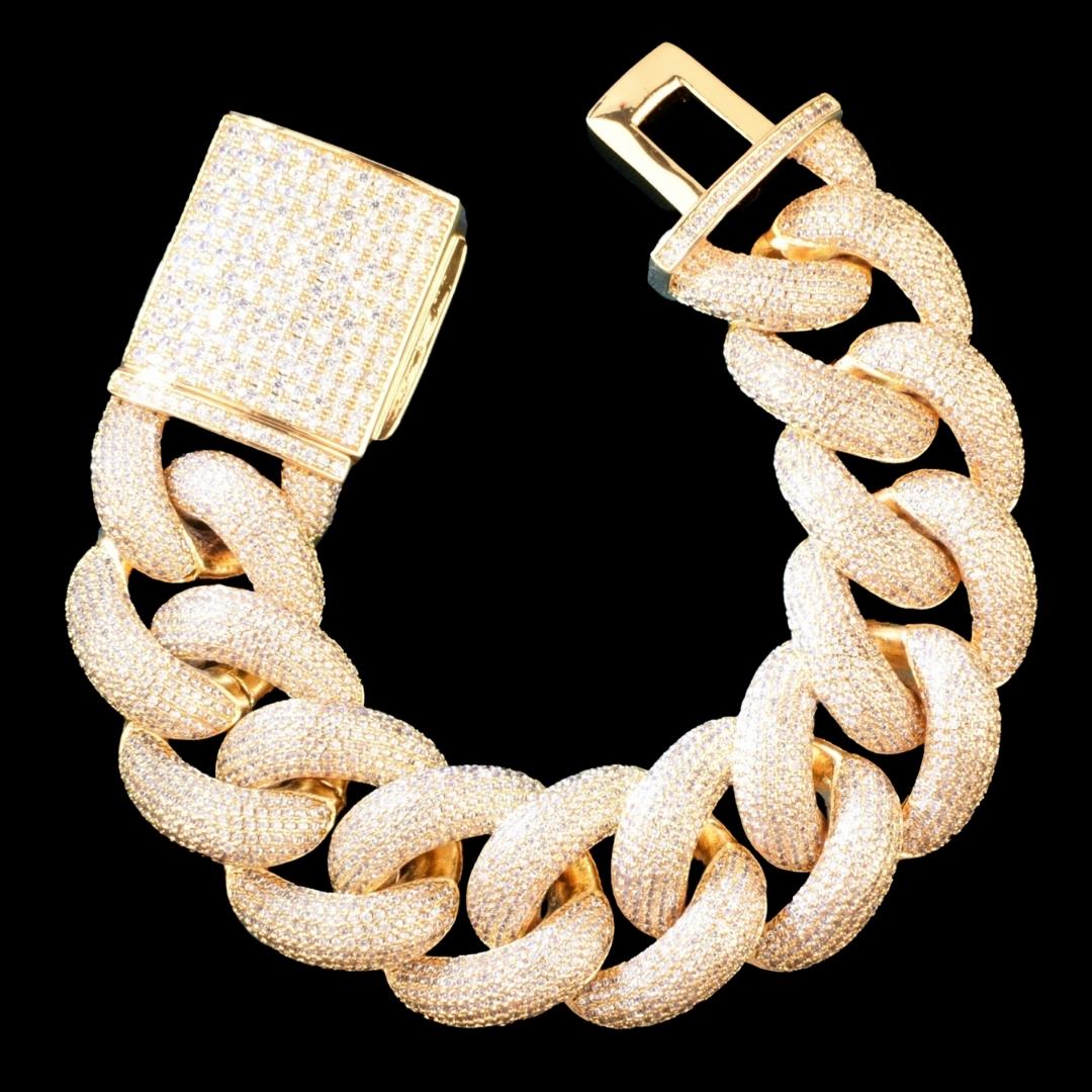 20MM VVS Miami Cuban Iced Out Diamond Necklace Bracelet Set