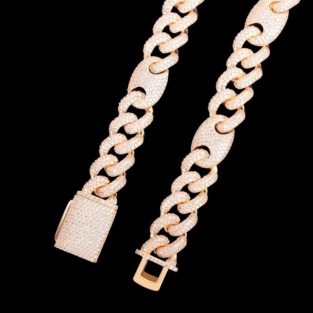 12-18MM Solid Miami Cuban Iced Out Diamond Bracelet