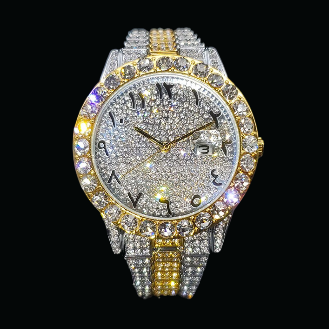 Iced Out Triple Color Luxury Numeral Design Watch