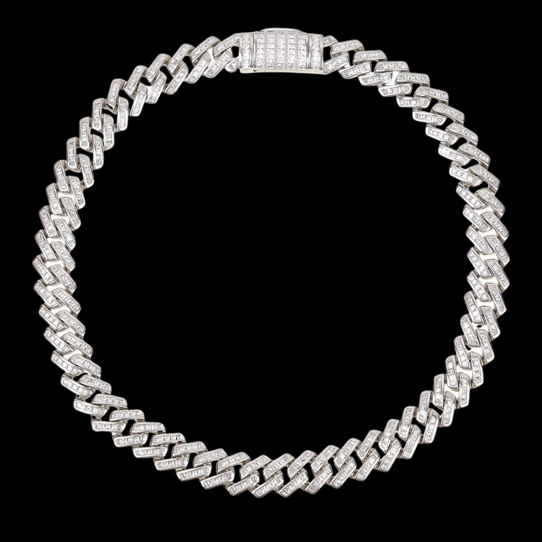 11MM Special Fully Baguette Iced Out Diamond Necklace Bracelet Set