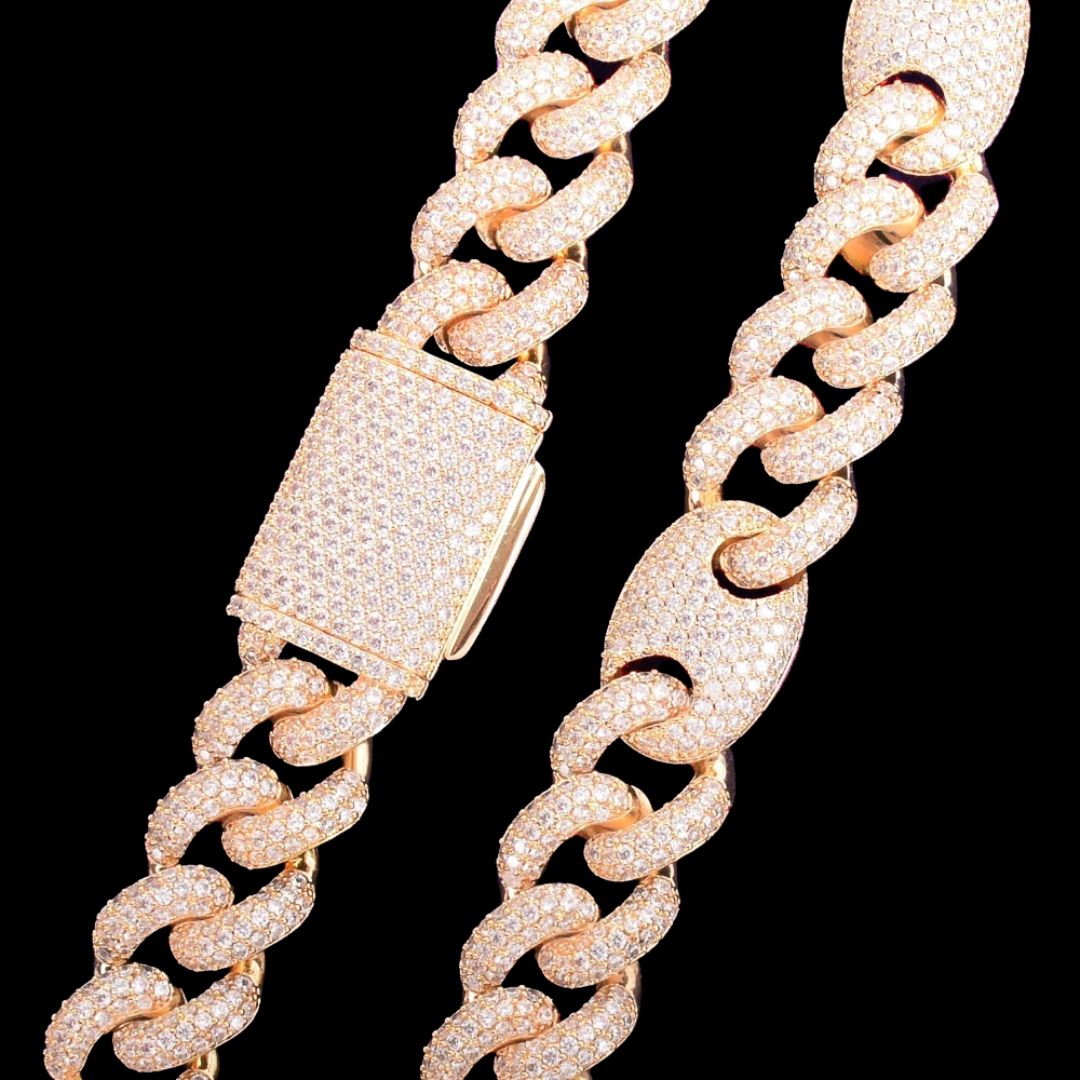 12-18MM Solid Miami Cuban Iced Out Diamond Bracelet