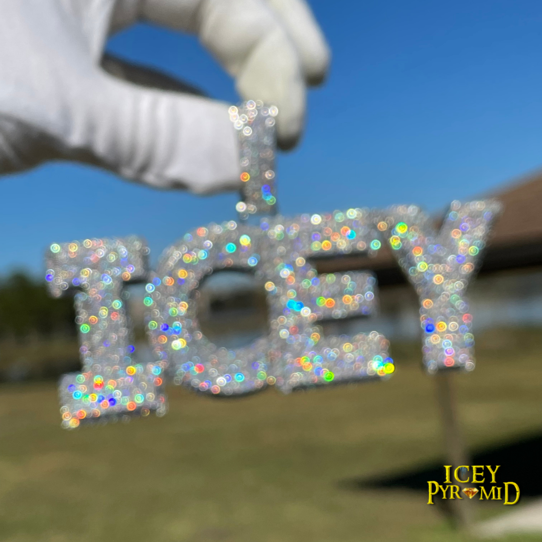 Two Layers Solid Back Clear Font Iced Out Custom