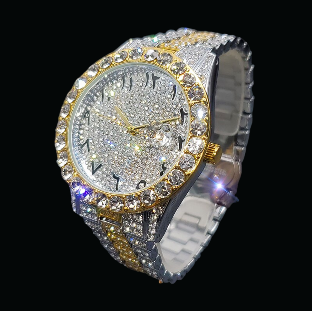 Iced Out Triple Color Luxury Numeral Design Watch