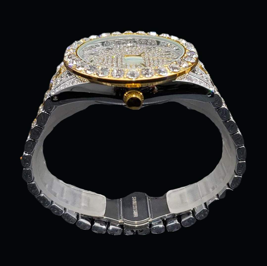 Iced Out Triple Color Luxury Numeral Design Watch