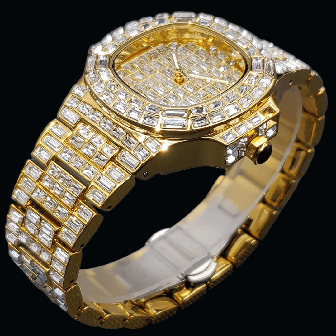 18K Fully Lab Diamond Covered Men's Luxurious Watch - Icey Pyramid