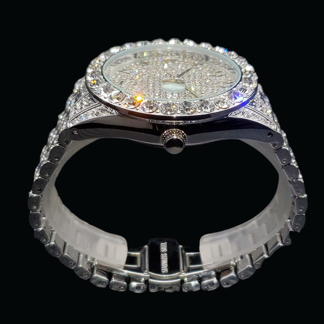 Iced Out Triple Color Luxury Numeral Design Watch