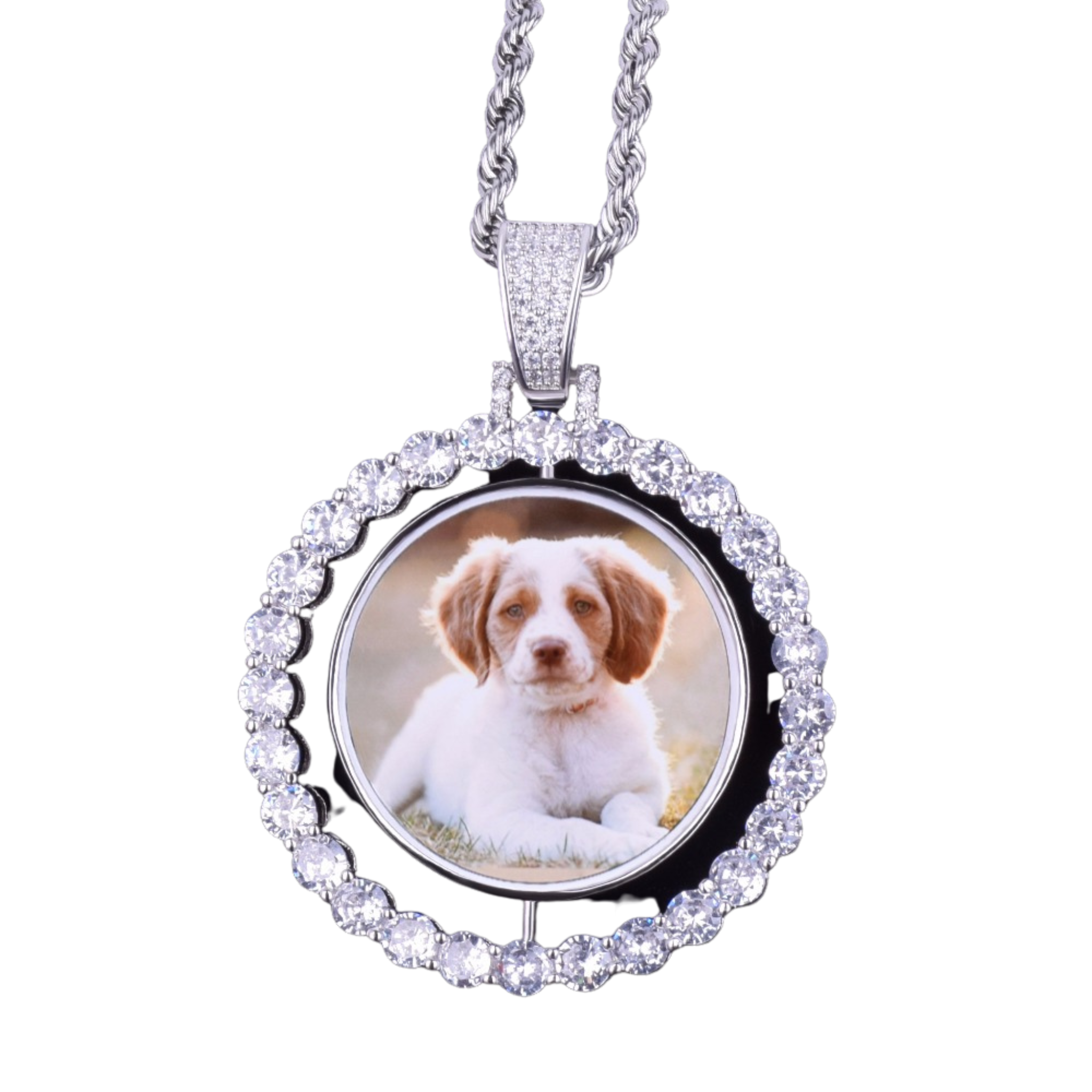Rotating Double-Sided Medallions Spinning Style Custom Chain With Photo Pendant Necklace