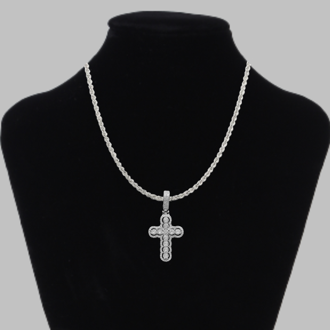 Cross Hollow Diamond Edition Iced Out Pendant Necklace