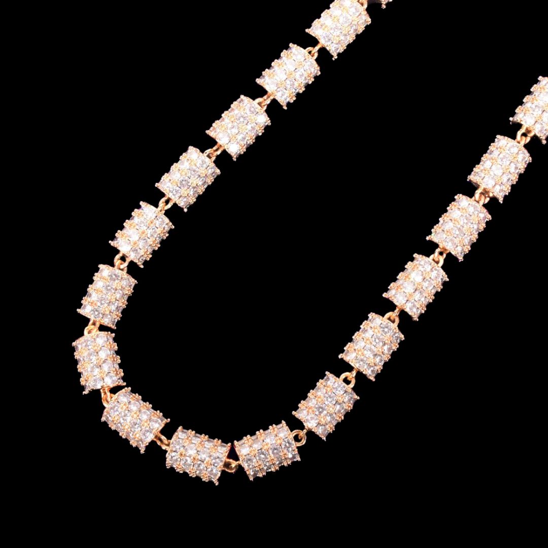 10MM New Design Diamond Wheel Baguette Cut Iced Out Chain Necklace