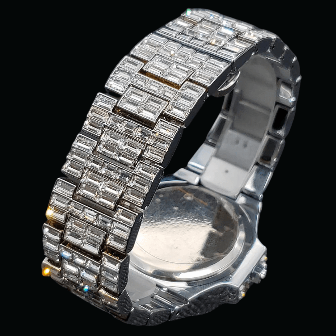 18K Fully Lab Diamond Covered Men's Luxurious Watch - Icey Pyramid