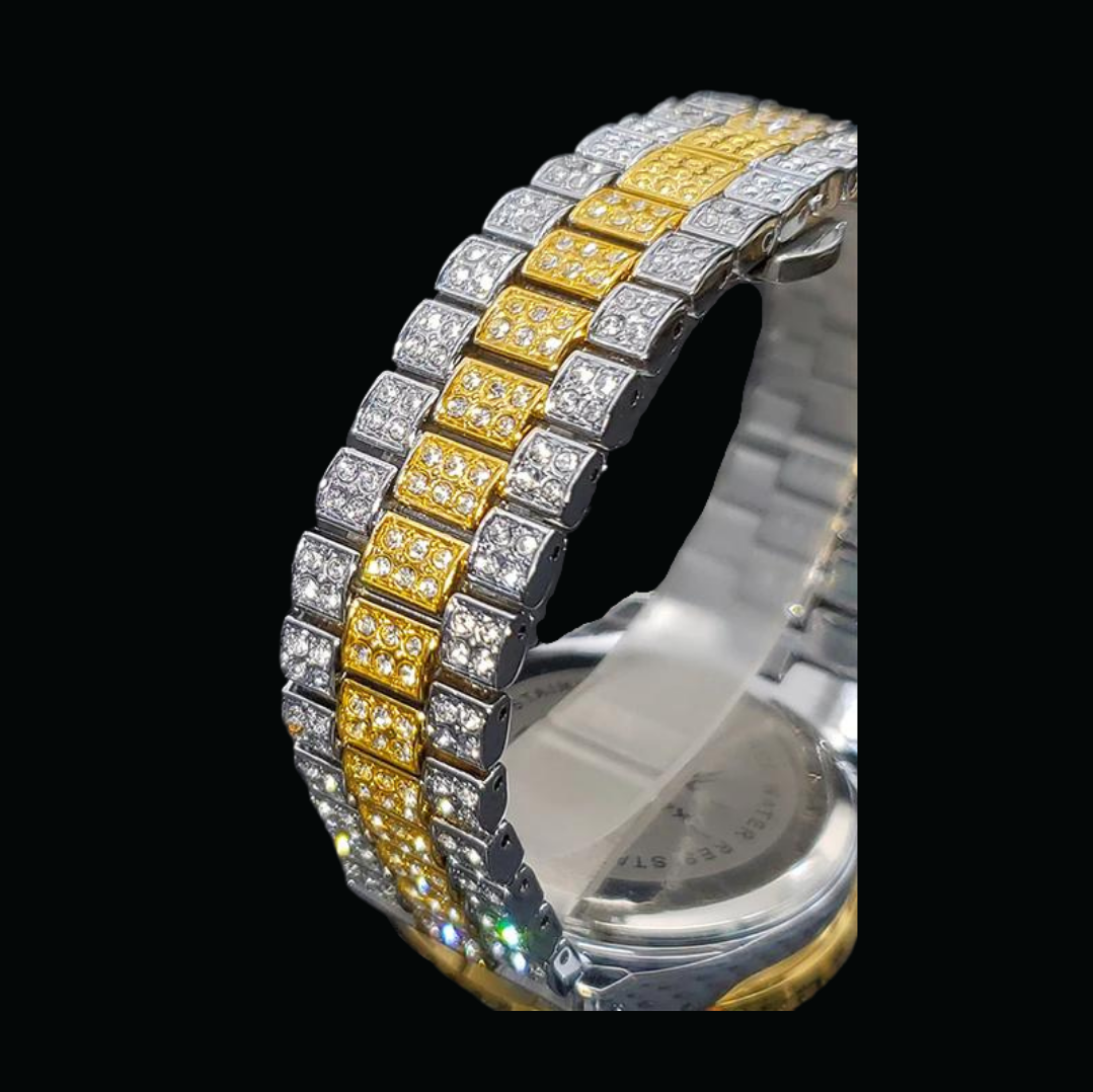 Iced Out Triple Color Luxury Numeral Design Watch