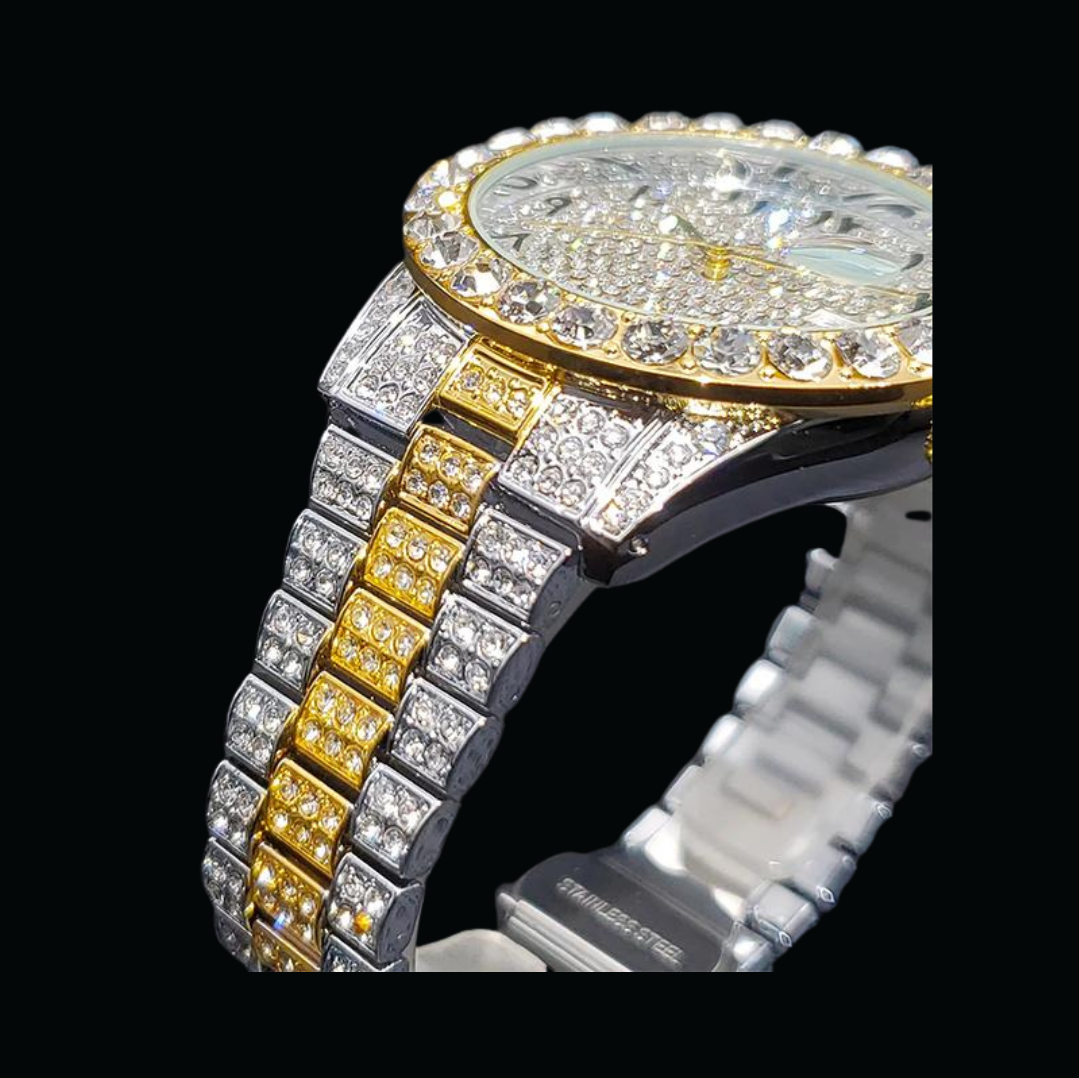 Iced Out Triple Color Luxury Numeral Design Watch