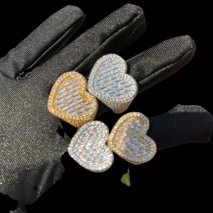 Heart Iced Out Tennis Diamond Ring