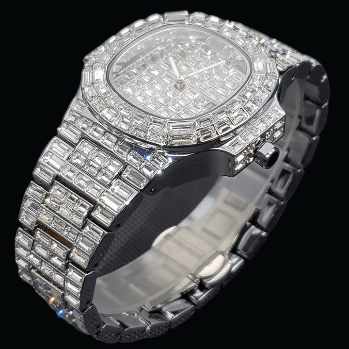 18K Fully Lab Diamond Covered Men's Luxurious Watch - Icey Pyramid