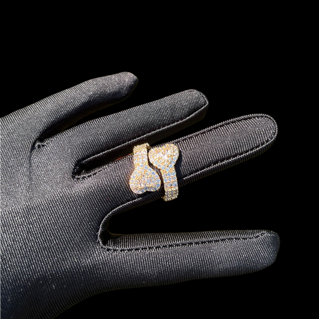 Adjustable Double Heart Iced Out Diamond Ring