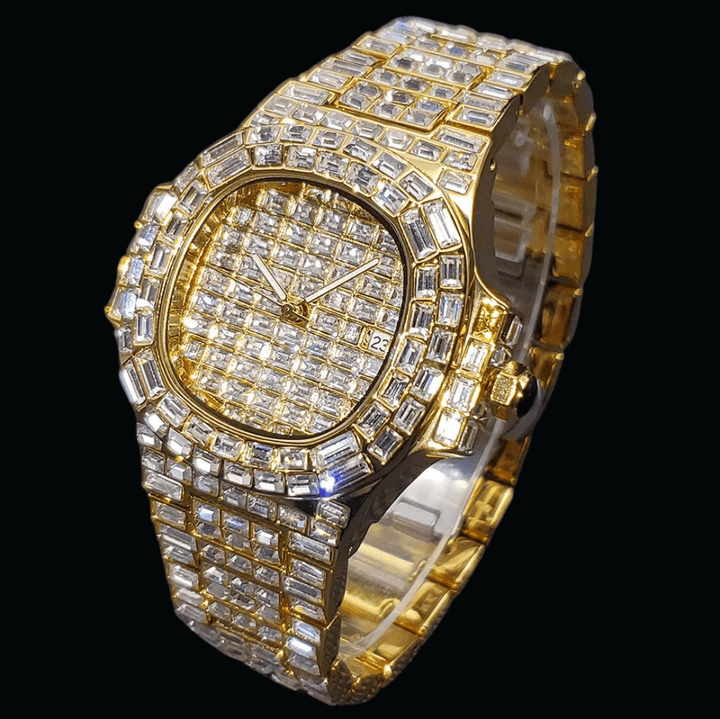 18K Fully Lab Diamond Covered Men's Luxurious Watch - Icey Pyramid