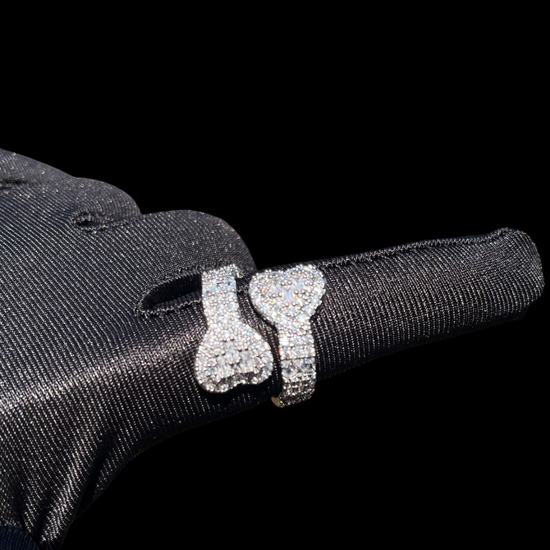 Adjustable Double Heart Iced Out Diamond Ring