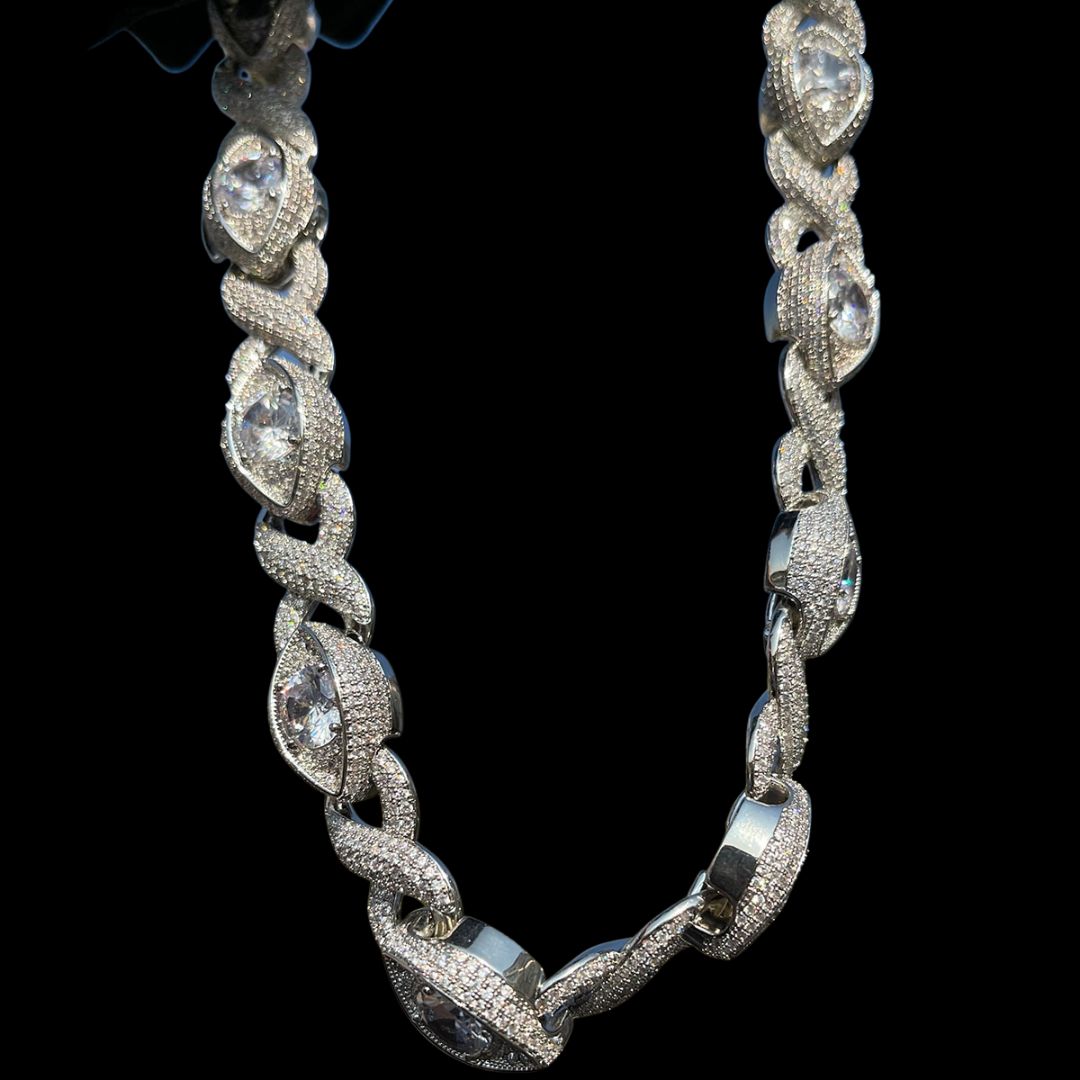 20MM Diamond Eyes Infinity Linked Iced Out Diamond Necklace Chain
